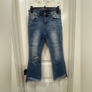 Forever 21 Blue Distressed Flare Jeans